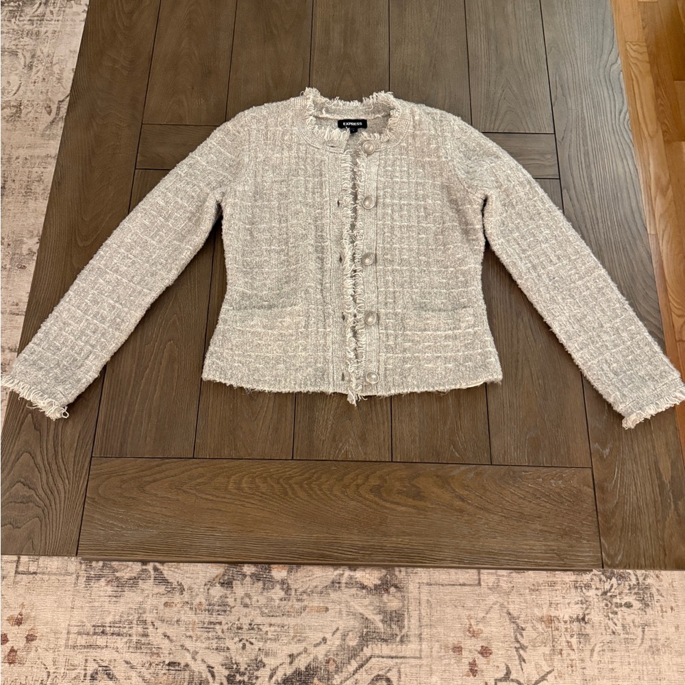 Express Gray Sweater/Jacket Button-Up Classic - image 6